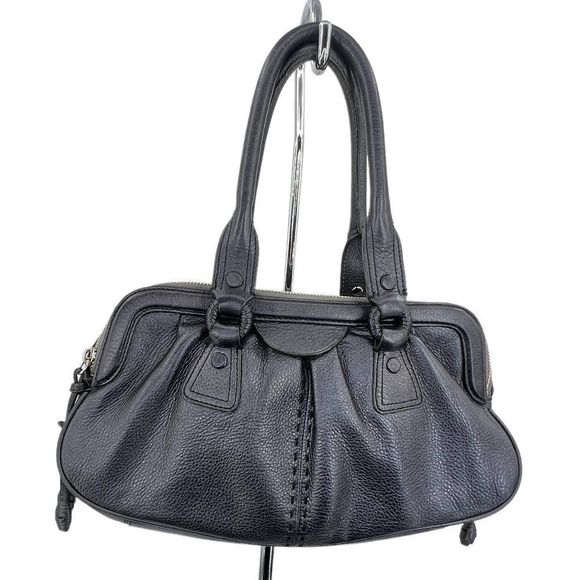 Cole Haan Village Triple Zip Satchel Handbag Pewter Leather - Picture 3 of 11